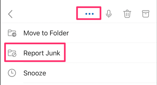Outlook on iPhone/iPad - How to Report Email as Junk/Phishing – M.S ...